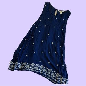 Miami Y2K Navy Blue Floral Tank Top with Patterns